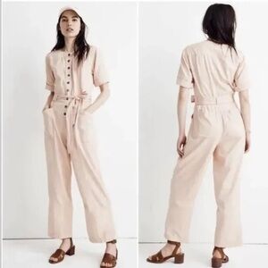 Madewell Top-Stitched Coverall Jumpsuit Size 2 - Bashful Blush